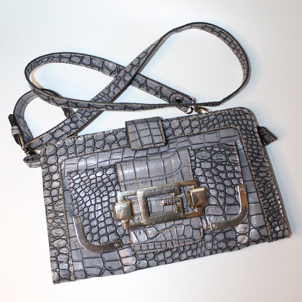 Rare Y2K Vintage Purple Croc Crossbody Guess Bag